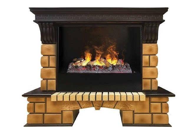 Камин Stone Brick 26 с очагом 3D Cassette 630