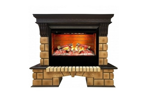 Камин Stone Brick 26 с очагом 3D Helios 26