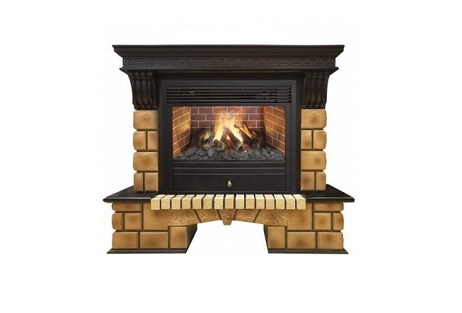 Камин Stone Brick 26 с очагом 3D Novara